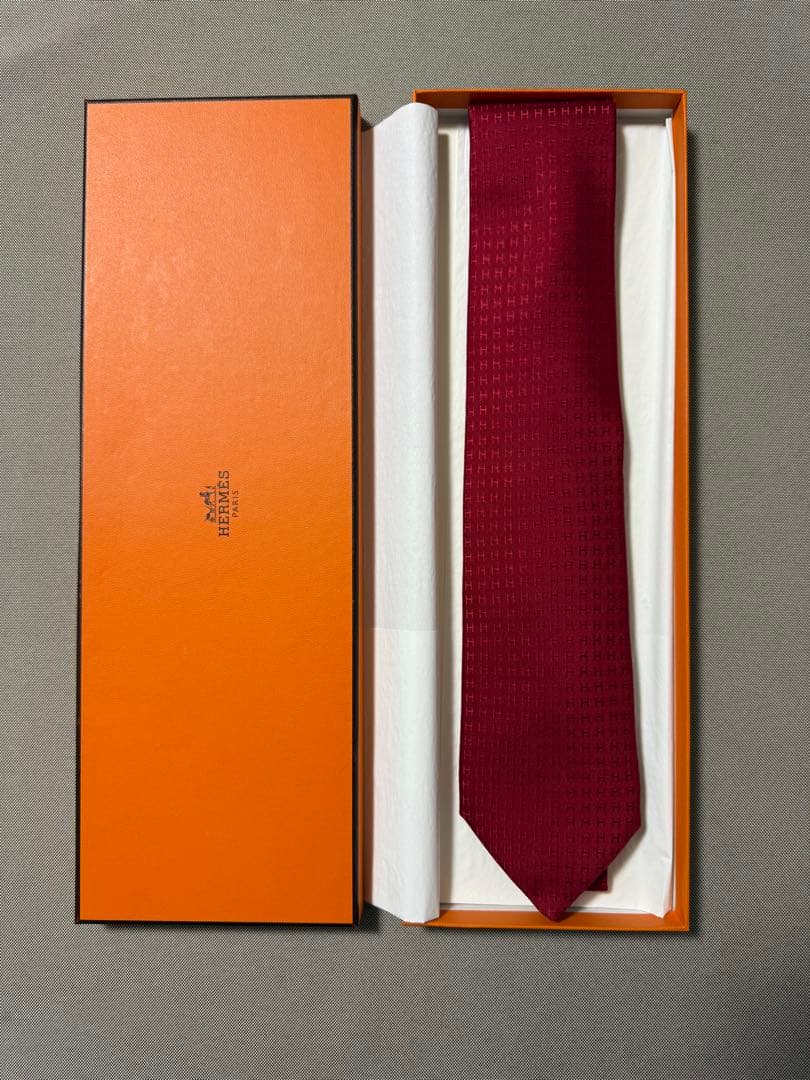【新品未使用】HERMESエルメス　ネクタイ H柄　箱&袋付き