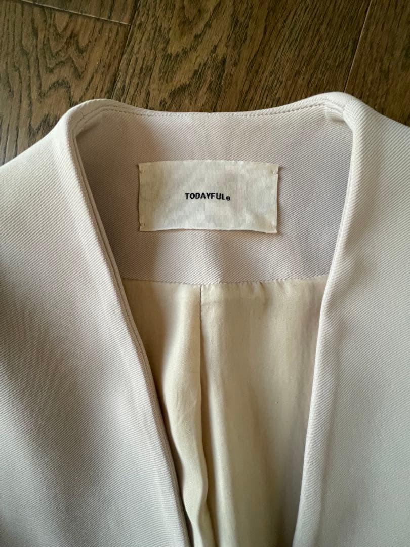 【todayful カラーレスツイルジャケット】　ノーカラー　サイズ36 入園式