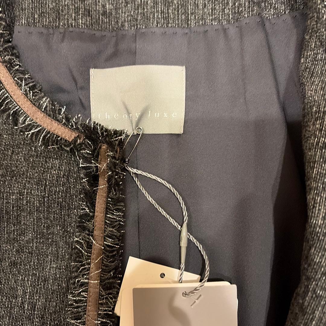 セオリー　グレーノーカラージャケット（ウール混）