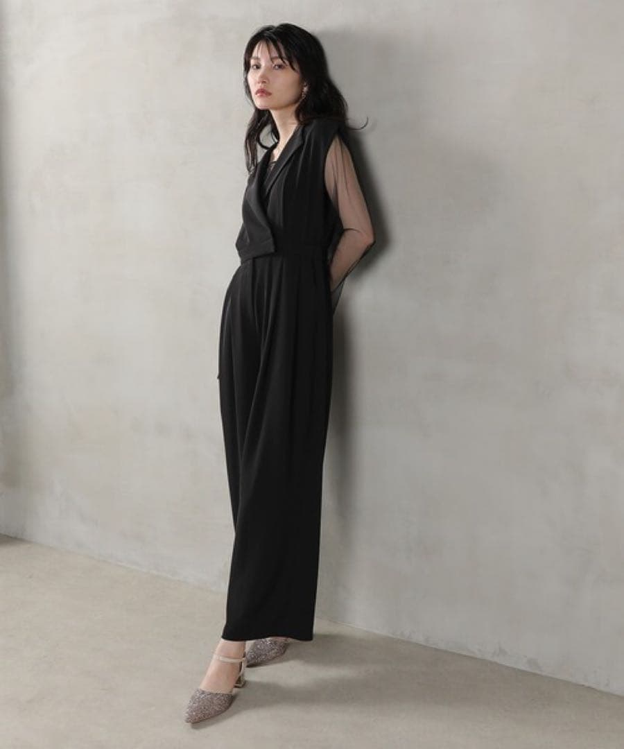 ♡niana / Kana スタンドアウトカラーオールインパンツ　ブラック　M