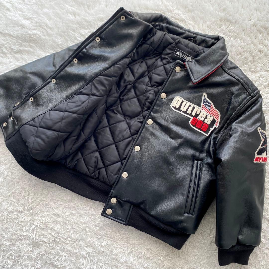 美品✨️AVIREX レザージャケット ワッペン バーシティ 130相当