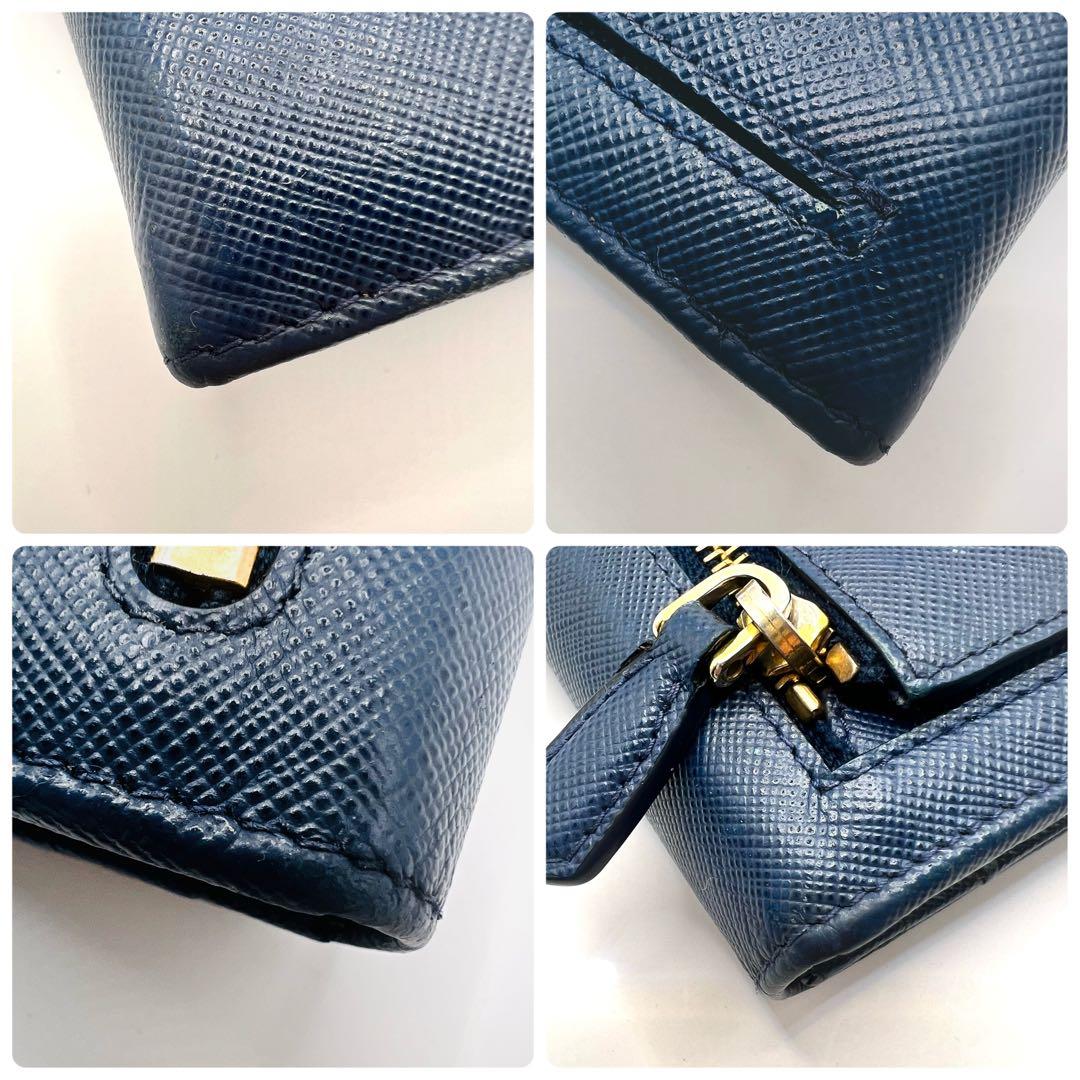 PRADA プラダ サフィアーノ 長財布 二つ折り 青 リボン 人気 フラップ
