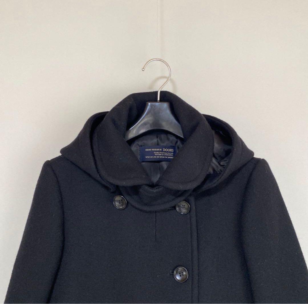 アーバンリサーチドアーズ 38 ショールカラー2WAYロングコート 黒 DMW