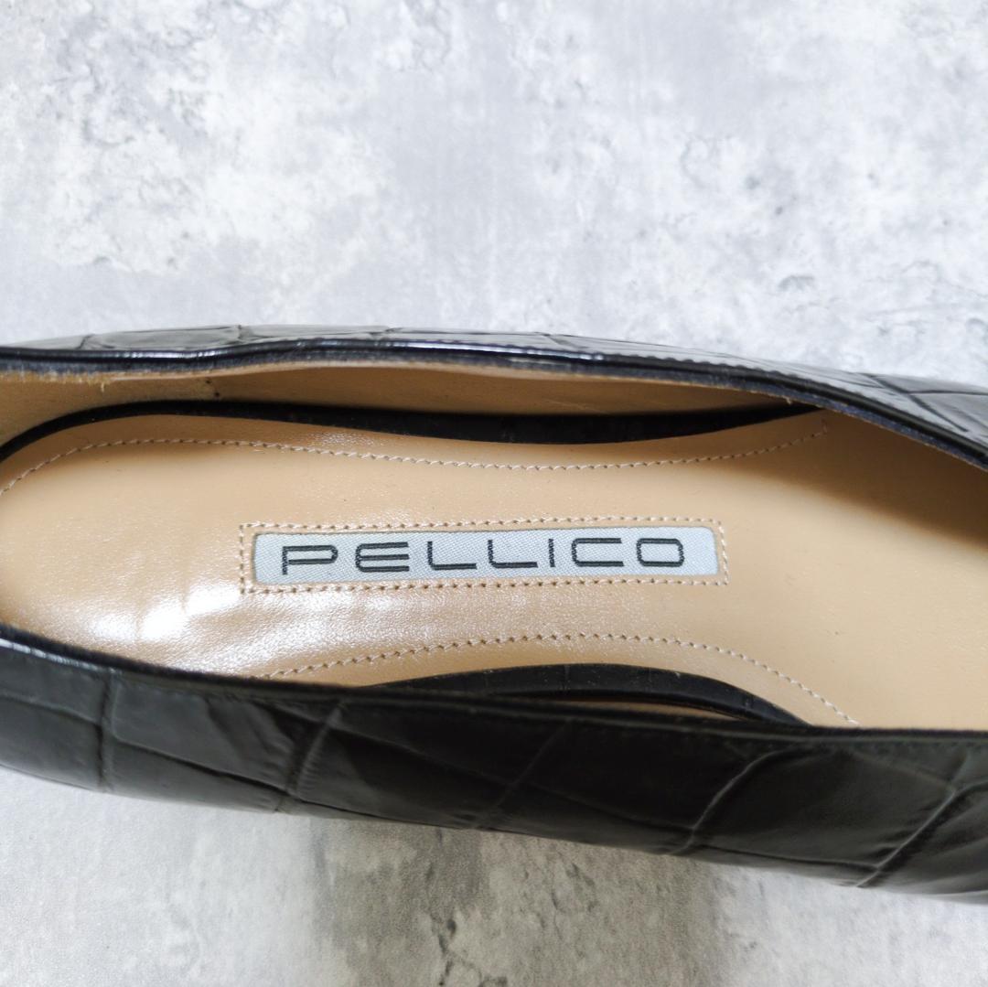 【美品】PELLICO フラットシューズ クロコ ソフト Vカット レザー 36