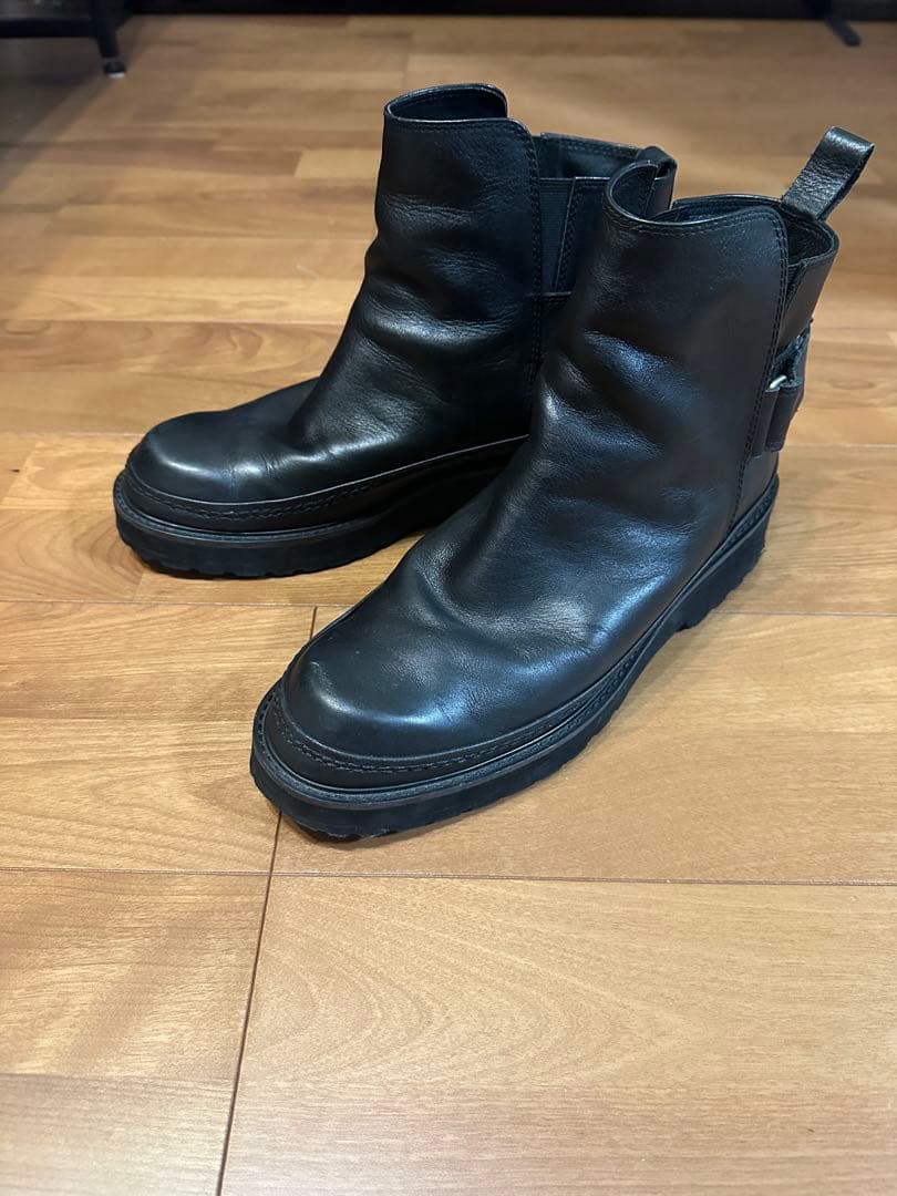 zucca 黒 レザー サイドゴアブーツ 厚底