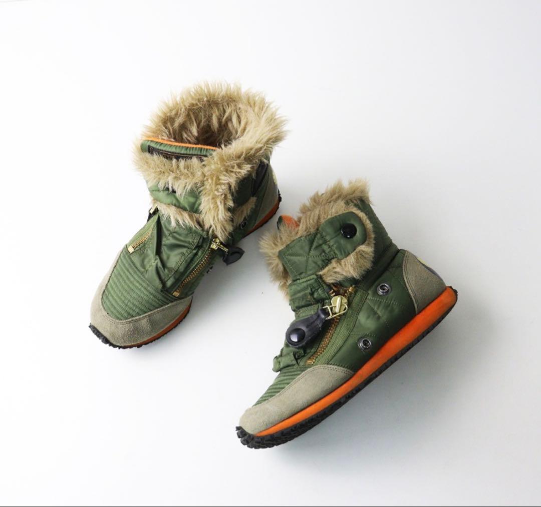 キャピタル KAPITAL MA-1 スニーカー グリーン エアフォース ボア