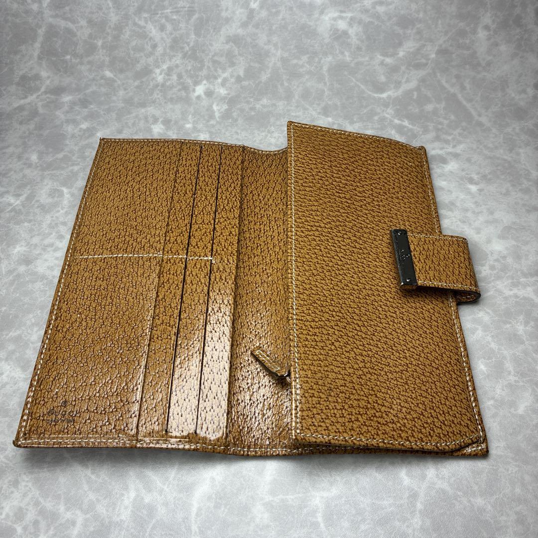 【美品】GUCCI グッチ 長財布 GGキャンバス×レザー ベージュ×ブラウン