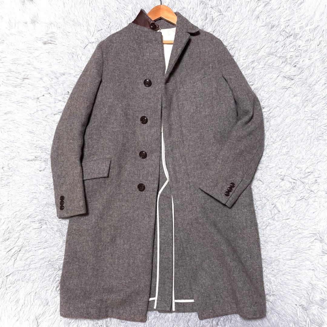 ARTS&SCIENCE ウールチェスターコート ベージュブラウン レザー使用