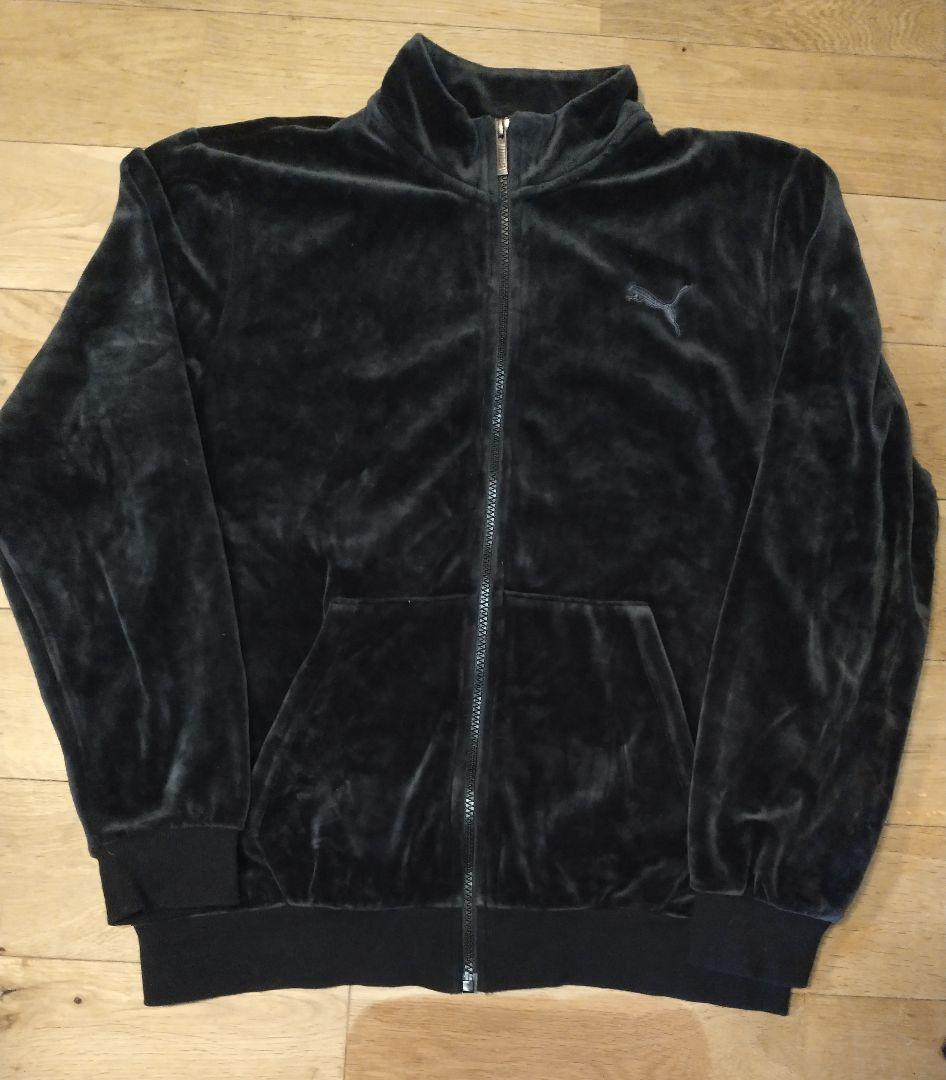 PUMAプーマ ベロア セットアップ 刺繍ロゴ ブラック　M
