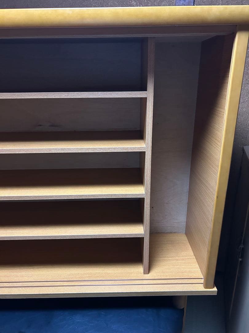 昭和レトロ 窓枠型扉5段 木製下駄箱 シューズラック サイドボード 古家具