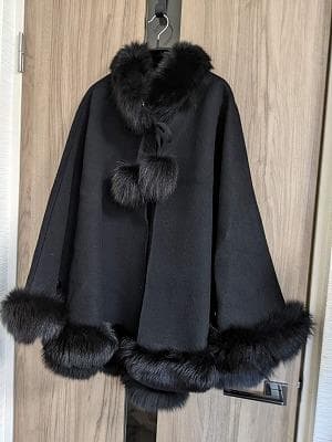 224　ソレイユ　ダブルフェイス　フォックス　ポンチョコート　マント　ケープ
