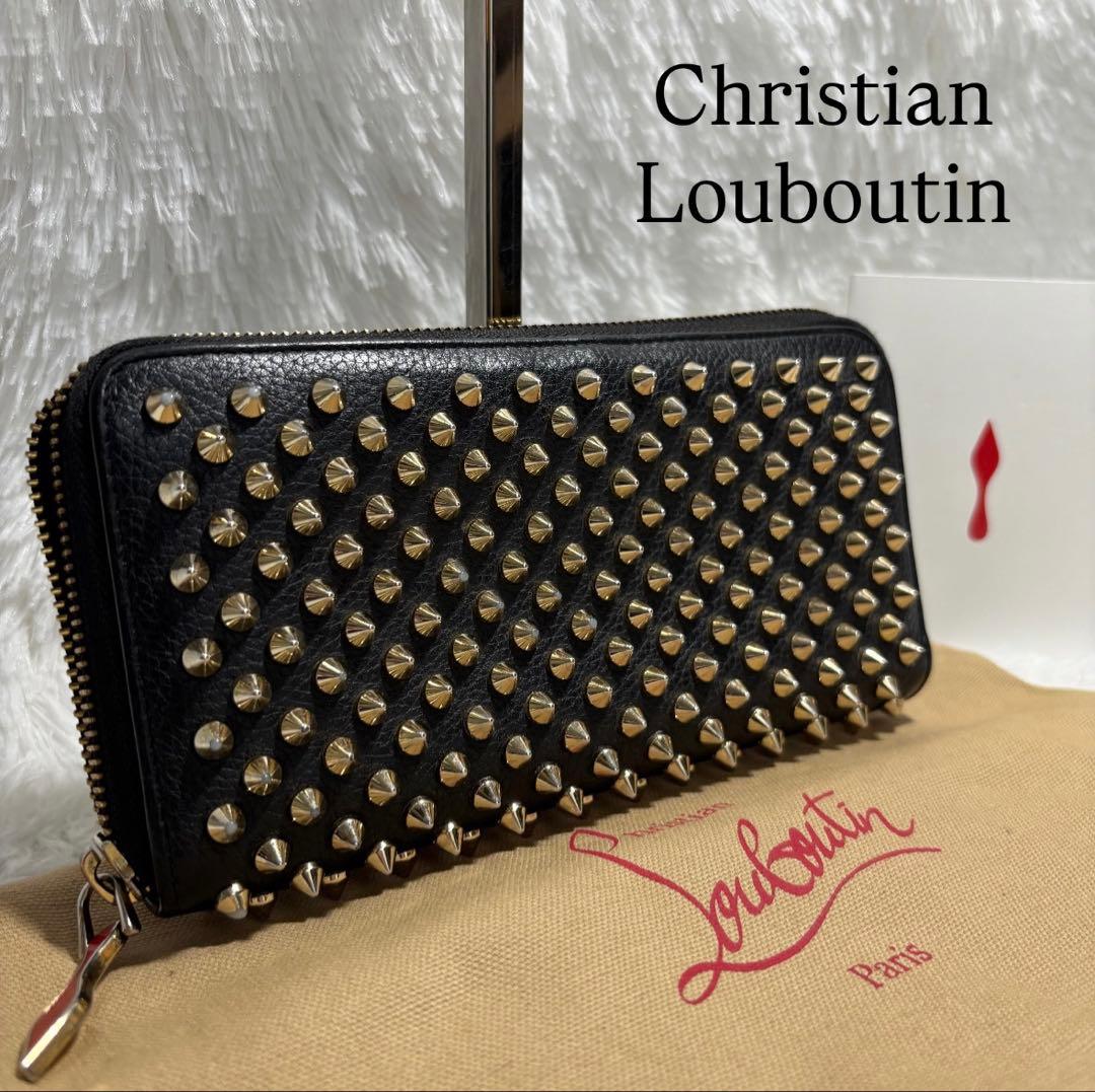 ✨美品✨ ルブタン パネトーネ スタッズ 長財布 レザー ラウンドジップ 革 黒