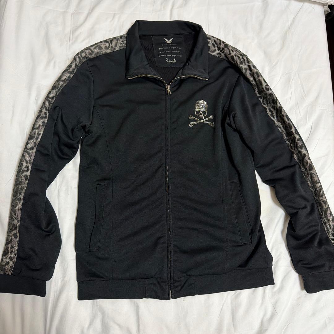 ロエン　Roen グレーレオパードライン　スワロフスキースカル　ジャージ　48L