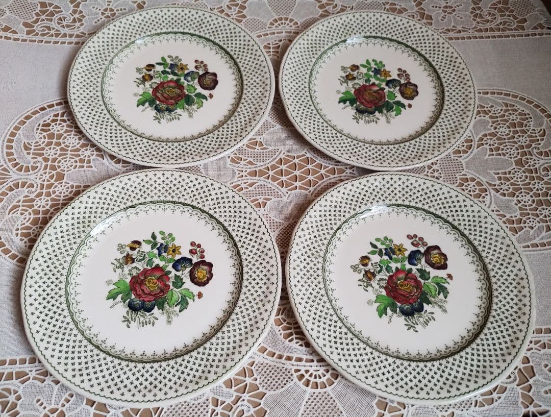 メイソンズ『ペインズレイ』グリーン ケーキ皿 サイドプレート 4枚セット