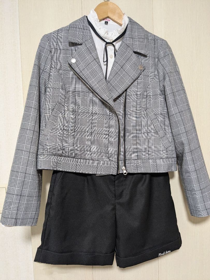 フォーマル　卒業式　卒服　ピンクラテ　ショートパンツ　グレー　チェック　M165