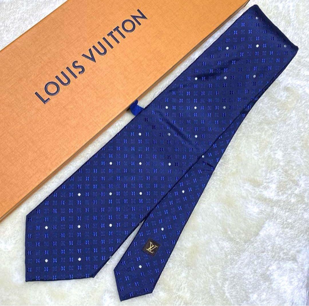 新品級✨ルイヴィトン　モノグラム　ドット柄　総柄　濃紺ブルーネイビー　光沢感