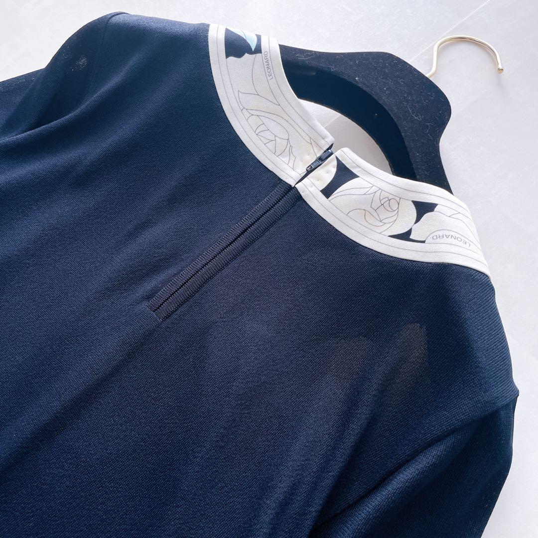 美品✨レオナール カンカン素材 チュニック フレア 花柄 ゆったり 38