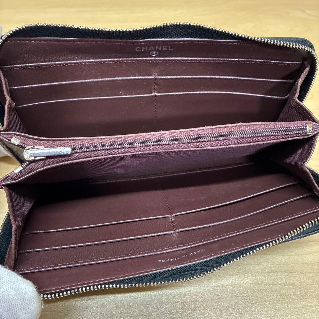 CHANEL シャネル　長財布　マトラッセ　ラムスキン　ココマーク　ブラック