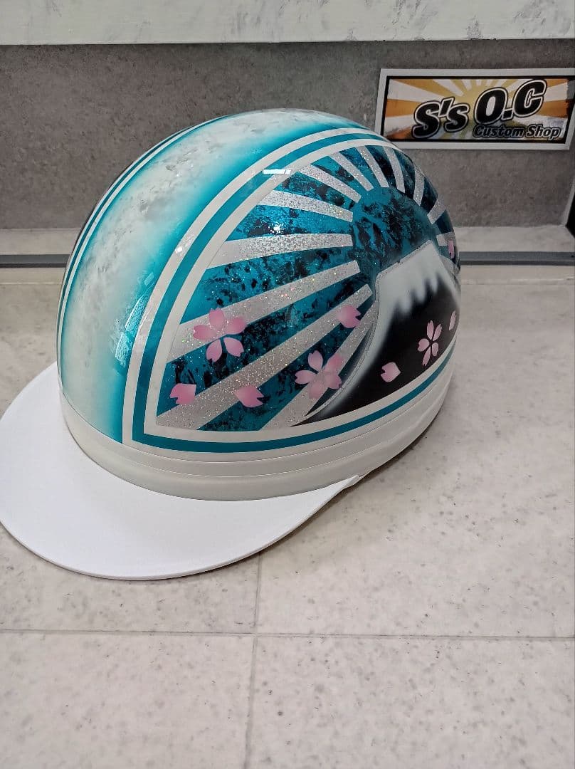 カスタムコルク半　Candyターコイズブルーラップ富士日章　七色ラメ