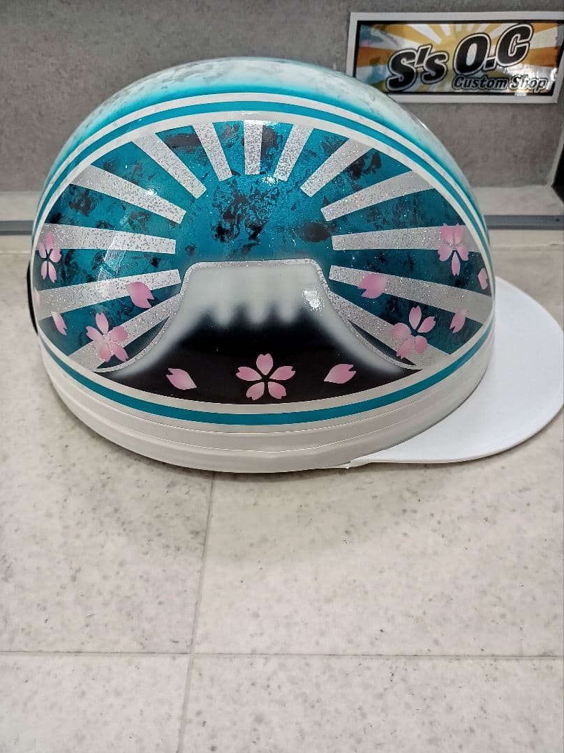 カスタムコルク半　Candyターコイズブルーラップ富士日章　七色ラメ