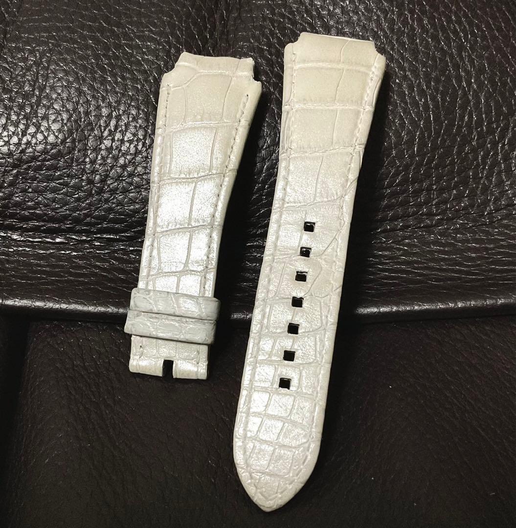 パールホワイト　ハリーウィンストン クロコダイル 純正 レザー ベルト 白 時計