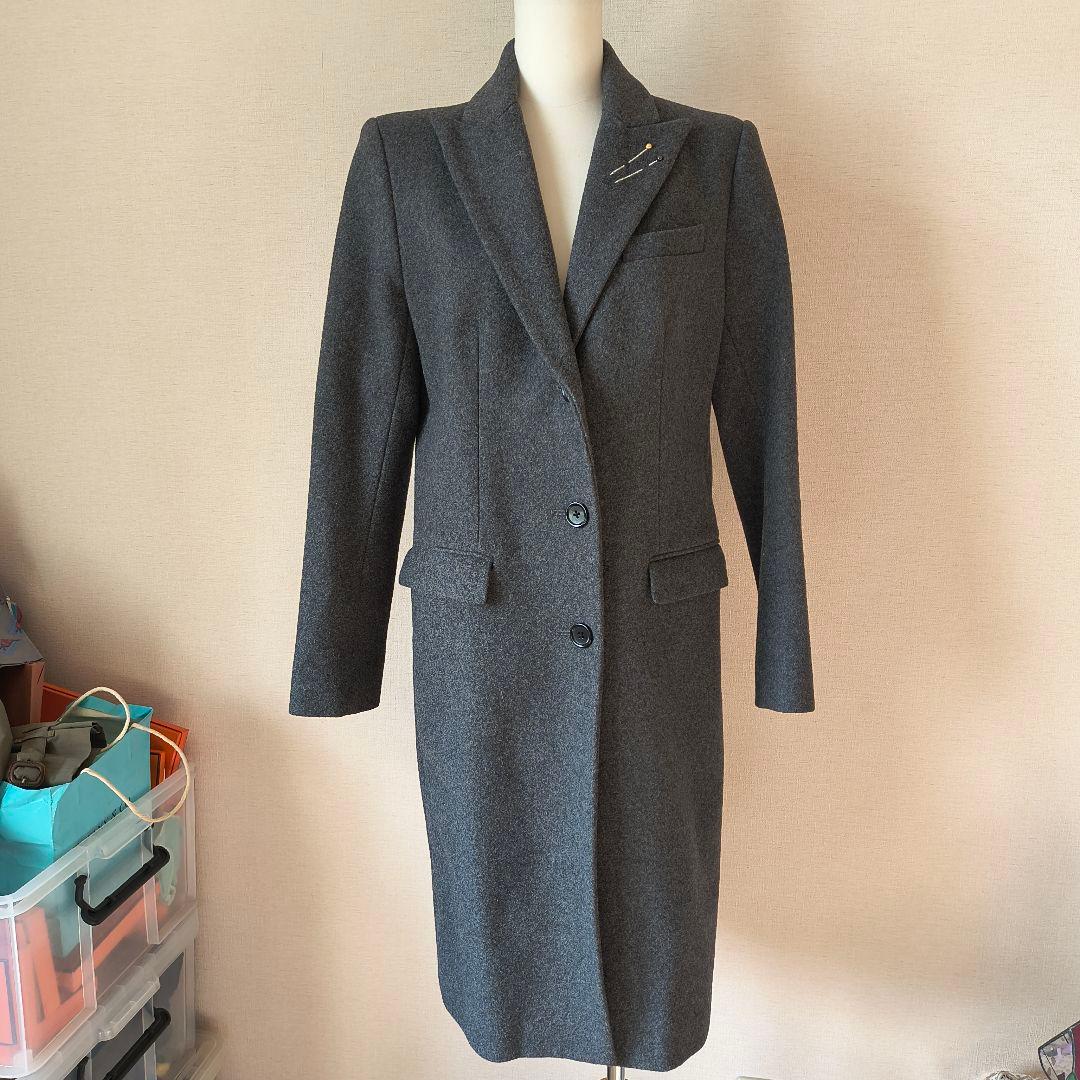 ジャンポールゴルチエ グレー チェスターコート 40 マチ針 フェイクパール