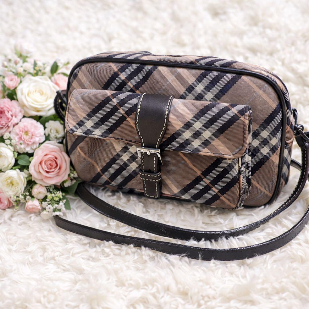 BURBERRYBLUELABEL ショルダーバッグ チェック ピンク ブラウン