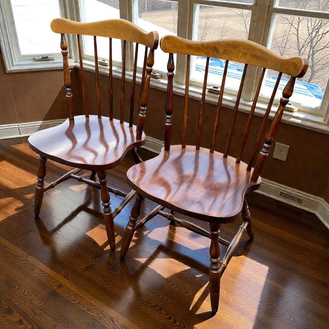 2脚セット　飛騨産業 ヒダ·ダイネット 木製 ダイニングチェア ヴィンテージ