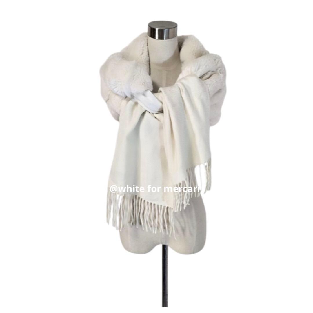 LANVIN ふわふわ白ファーストールプレゼント♡カシミア×白うさぎちゃん