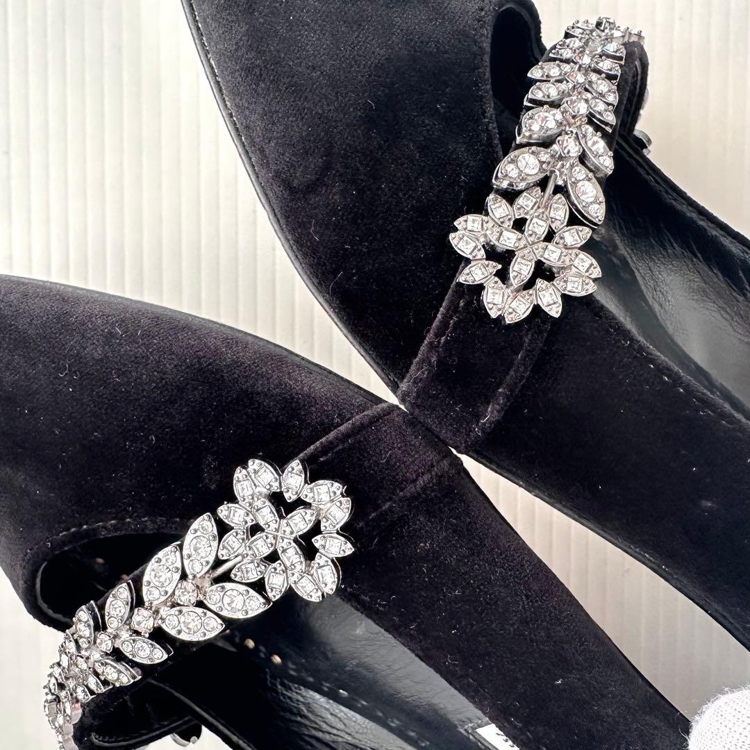 マノロブラニク　ビジュー装飾　フラットシューズ　パンプス　ミュール　極美品　36