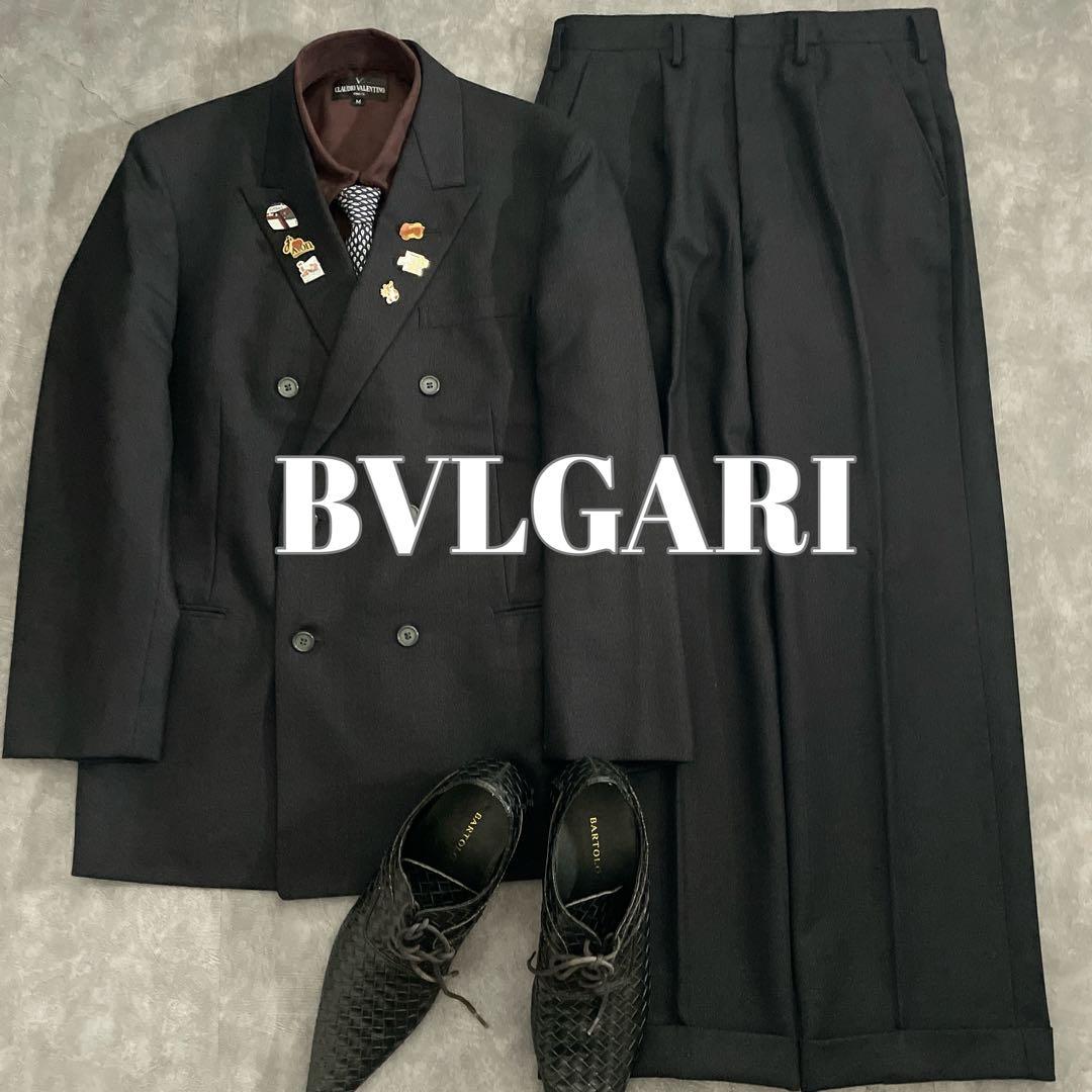 BVLGARIシルクネクタイ×LONNER純毛漆黒ダブルスーツ 成人式 卒業式