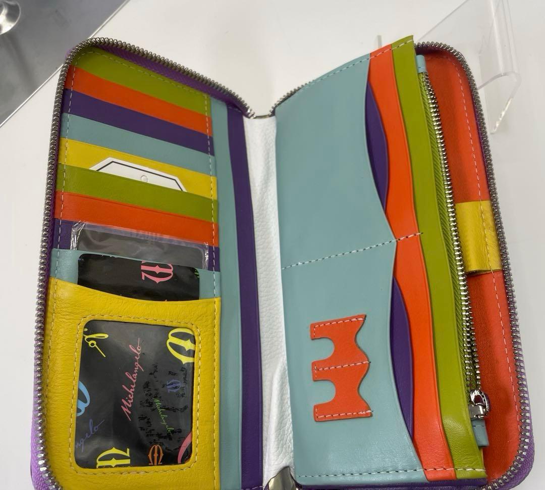 ミケランジェロ　クロコダイル型押し　ラウンドファスナー　長財布　ロングウォレット