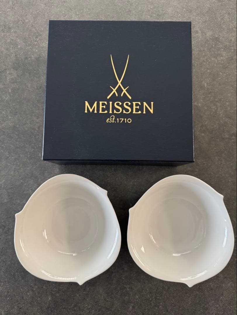 MEISSEN 波模様 ホワイト皿 2個セット