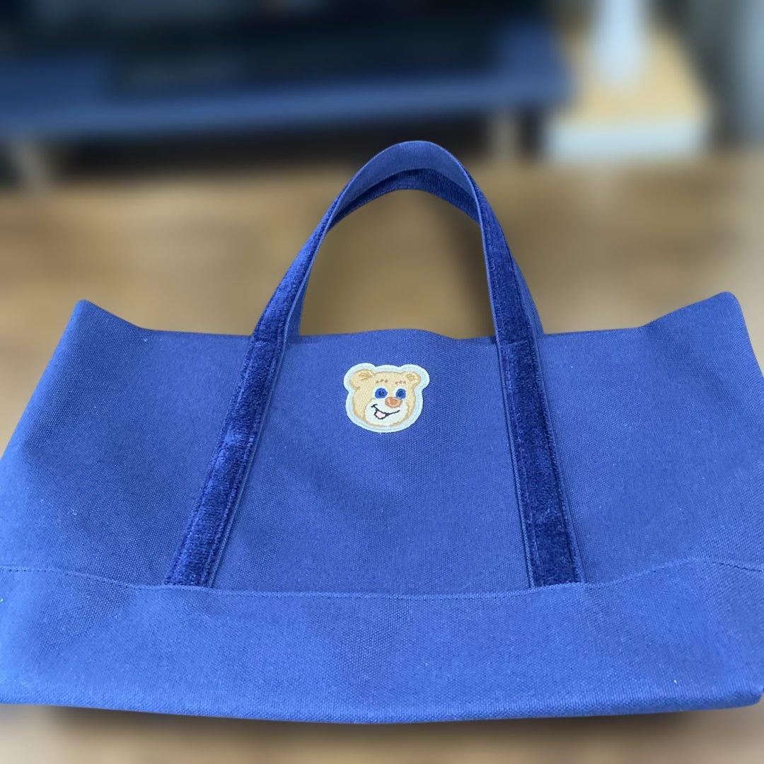 フェイラー　オールドテディ　ワッペントートバッグ　サイズ大　ネイビー