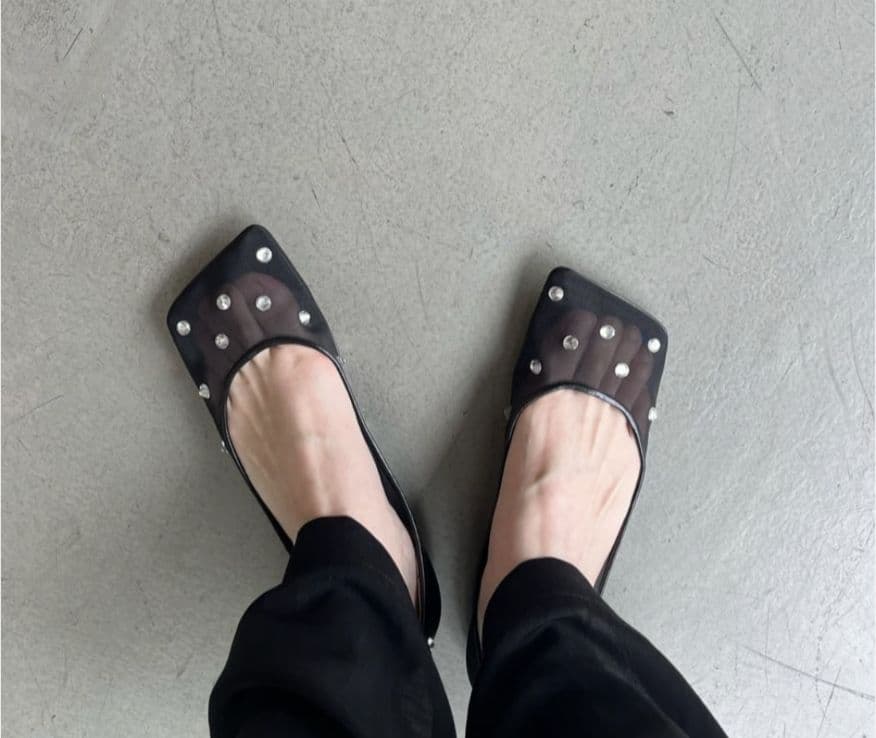 新品 未使用 ピッピシック　フラットシューズ　24.0 ダイヤモンド　ブラック