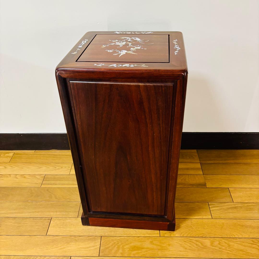 中国骨董 唐木 花梨 無垢材 螺鈿細工 小引き出し 8杯 8段箪笥 箪笥 タンス