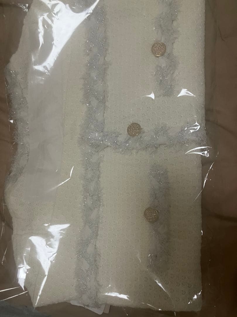 【新品】アプワイザーリッシェ　MIXブレードニットジャケット　白　ホワイト　S