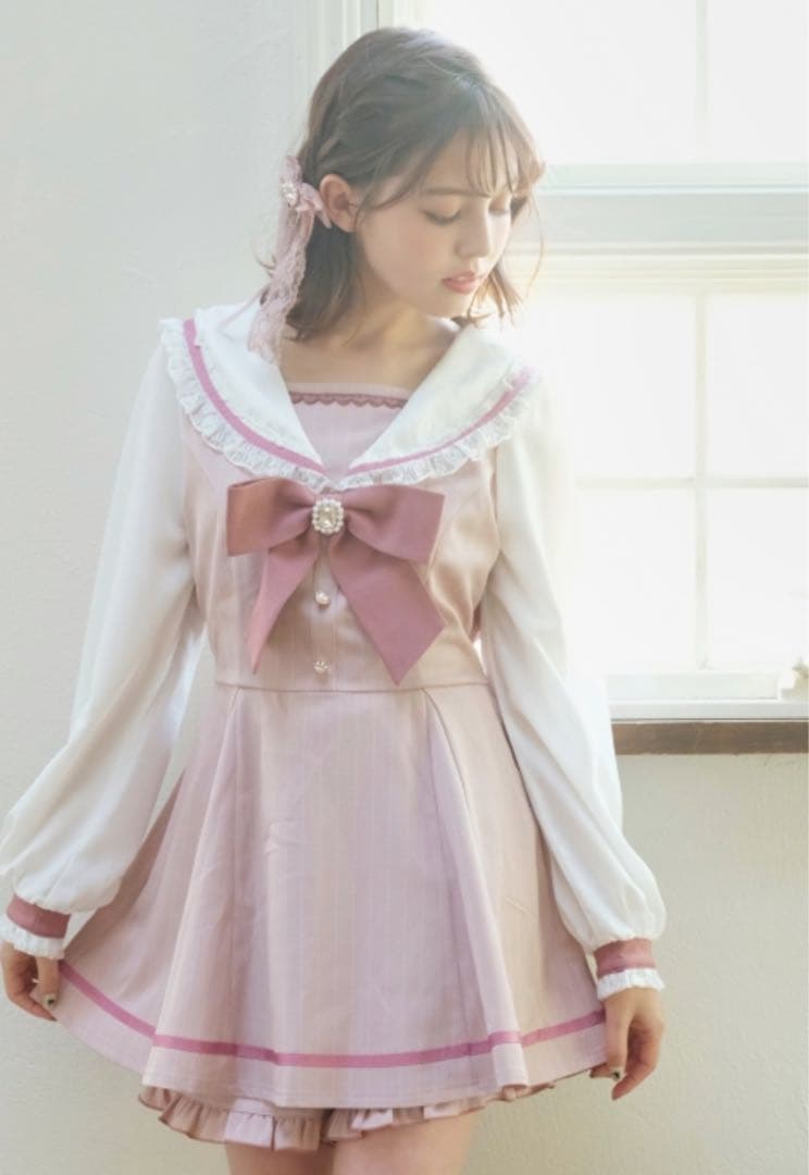 リズリサ LIZLISA セーラーカラーセットアップ ピンク