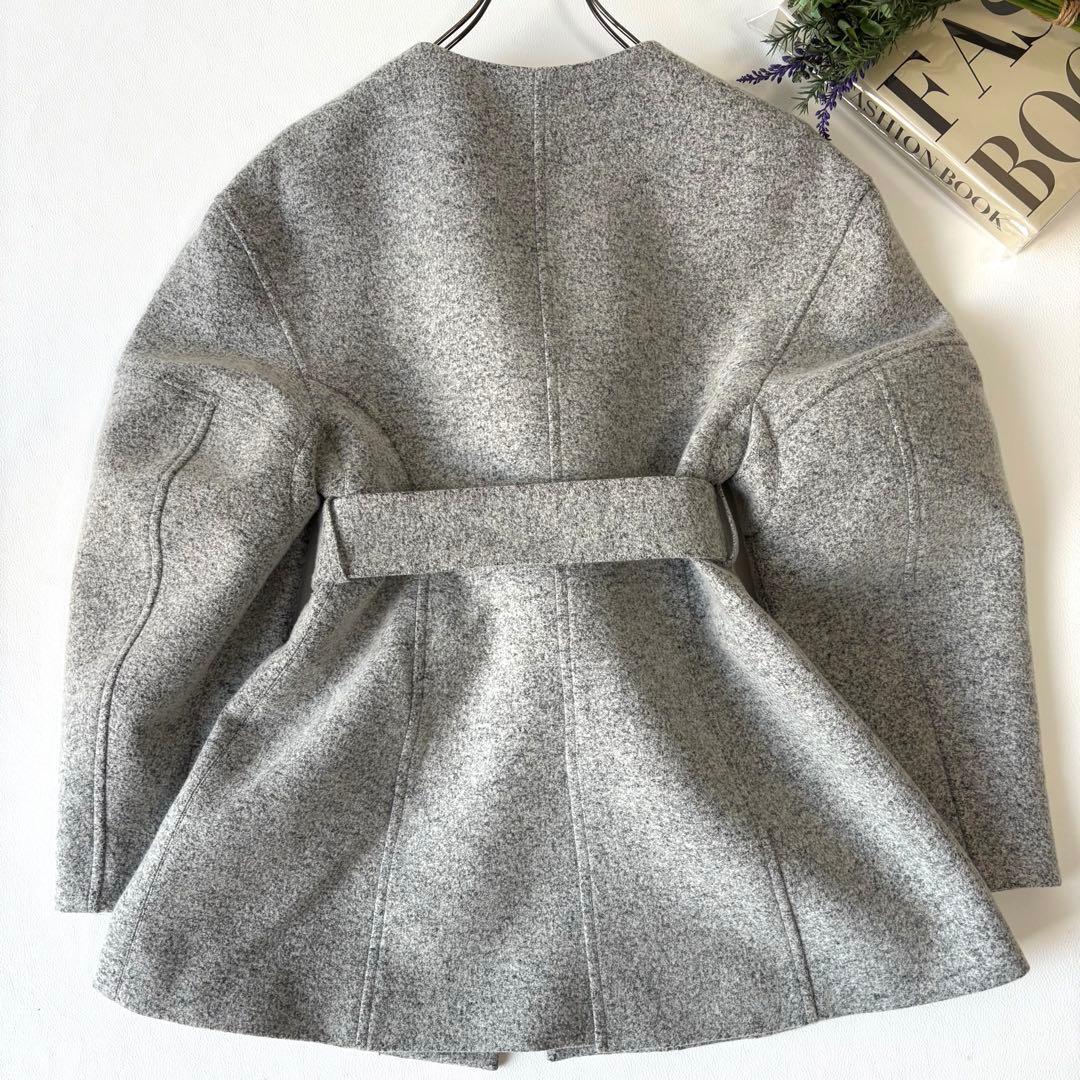 【極美品/2022AW】アキラナカ フローラベルテッド カラーレスコート ウール