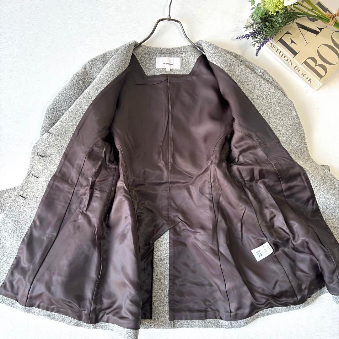 【極美品/2022AW】アキラナカ フローラベルテッド カラーレスコート ウール