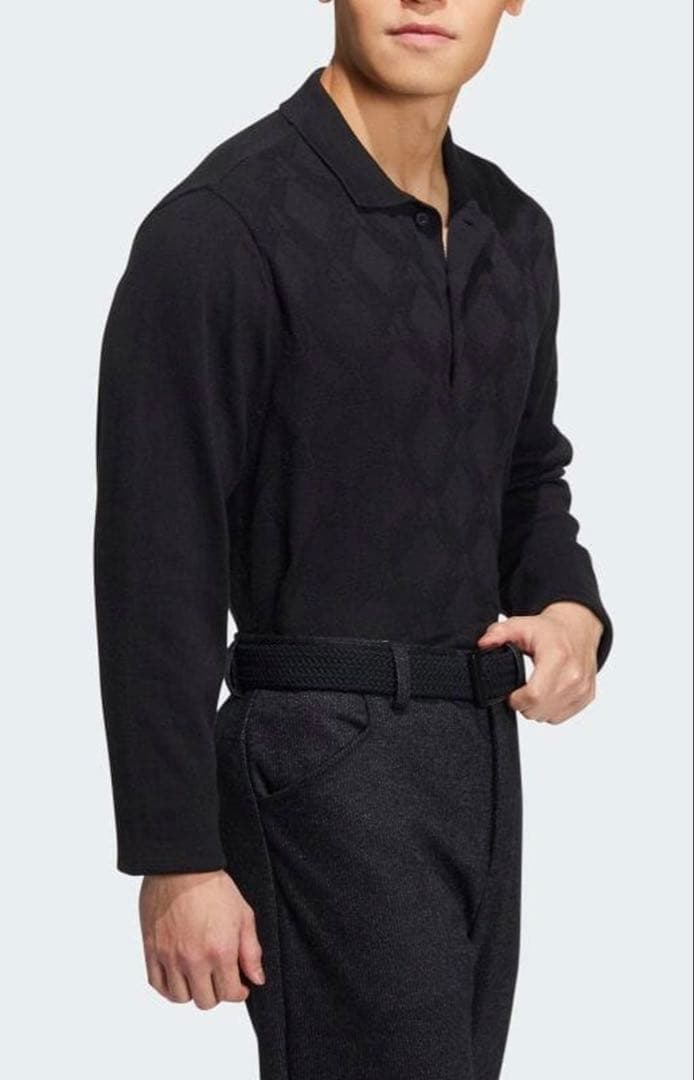 送料無料 新品 adidas GOLF アーガイル柄セーター ポロ XL BK