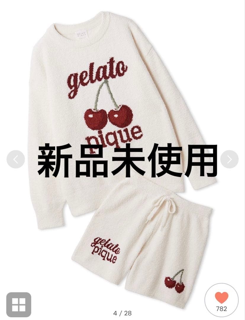 ジェラートピケ べビモコチェリージャガードプルオーバー&ショートパンツセット