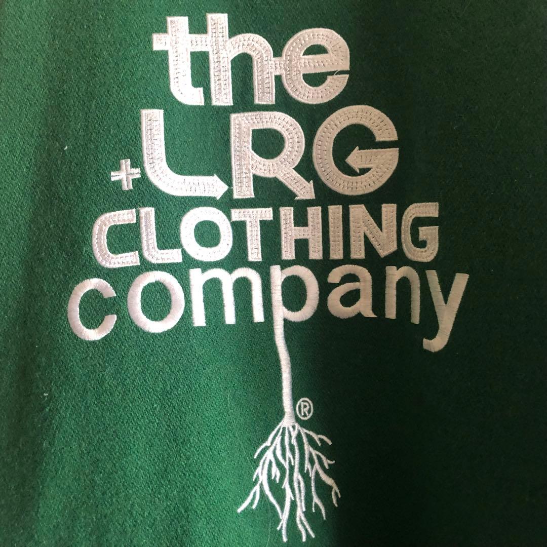 【USA製】00s LRG刺繍ビッグロゴ袖レザー肉厚スタジャンB系HIPHOP