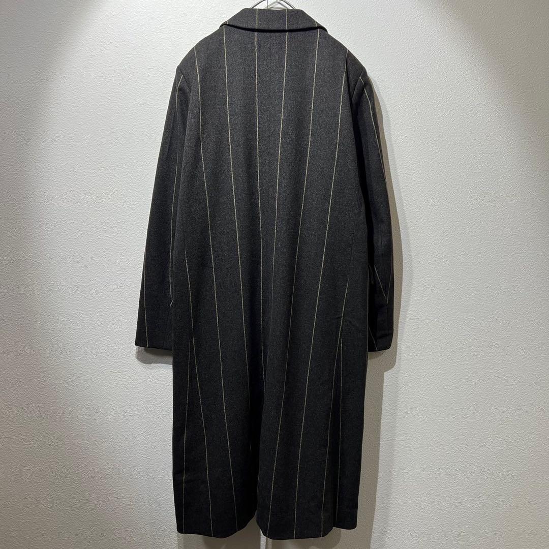 希少 美品 90s ジルサンダー 上質 デザイン ストライプ チェスターコート