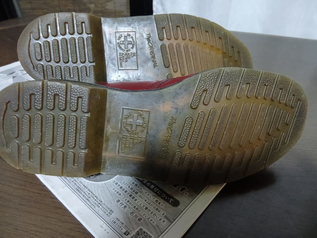 Dr Martensバーガンディ3ホールUK9シューズ