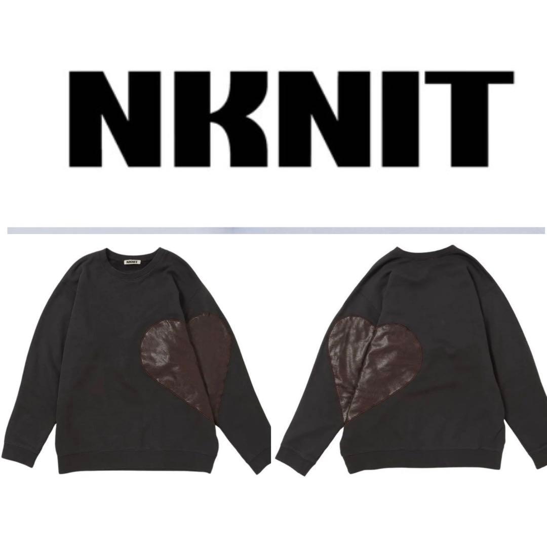 【used】NKNIT ンニット　ブラック ハート型レザー トレーナー