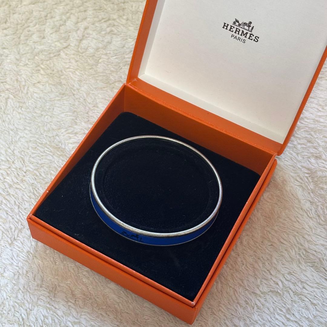 エルメス ブルー シルバーバングル バングル ブレスレット HERMES