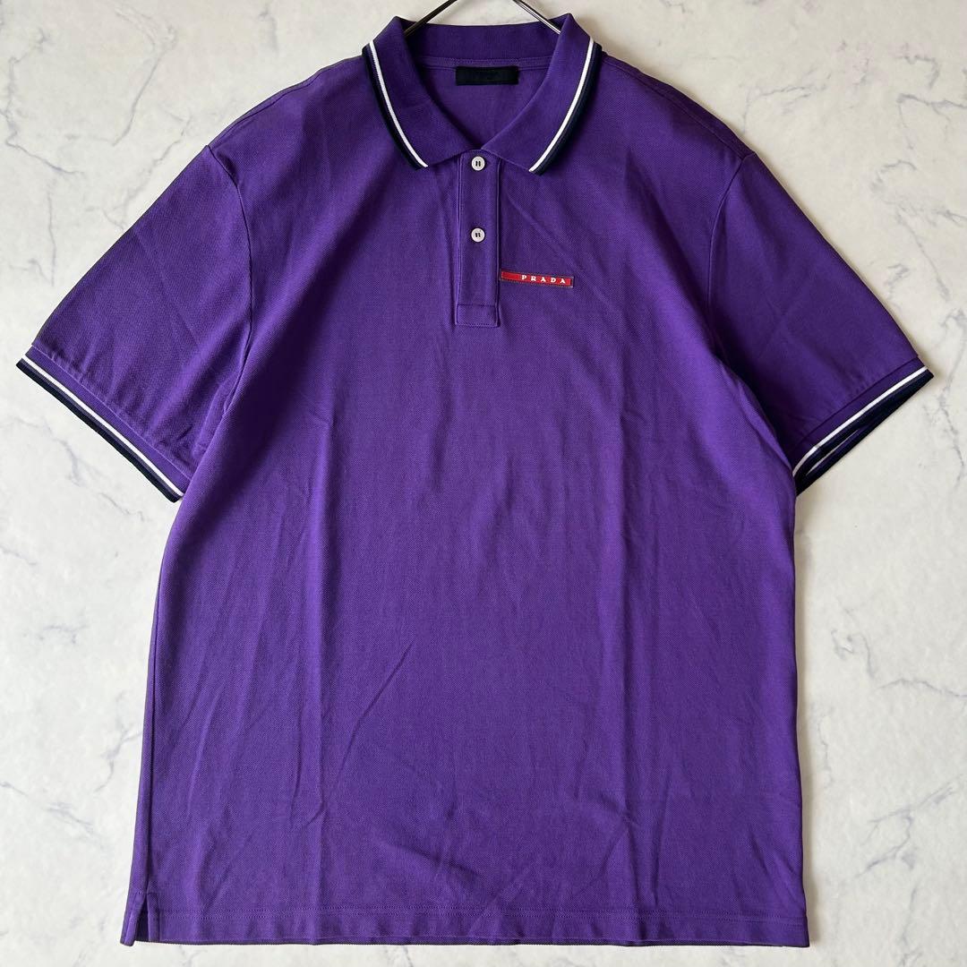 極美品✨希少XXXLサイズ PRADA プラダ ポロシャツ パープル ラバーロゴ