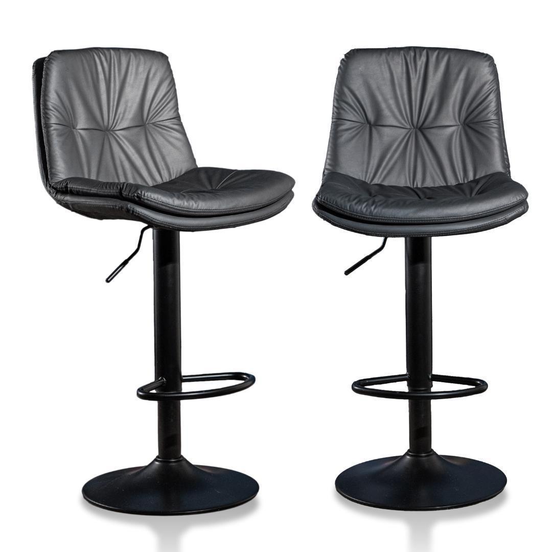 カウンターチェア 2脚セットブラック 回転式 背もたれつき 高さ調節可能2626