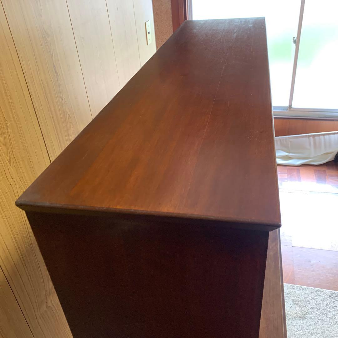 ガラス扉付きキャビネット　食器棚　本棚　辰巳木工　鳥取民藝家具　飾り棚　骨董